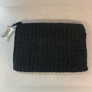 Vintage Black crocheted zippered clutch